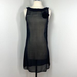 Persaman New York Black Sheer Rayon Shift Dress Small Sleeveless Cocktail Party